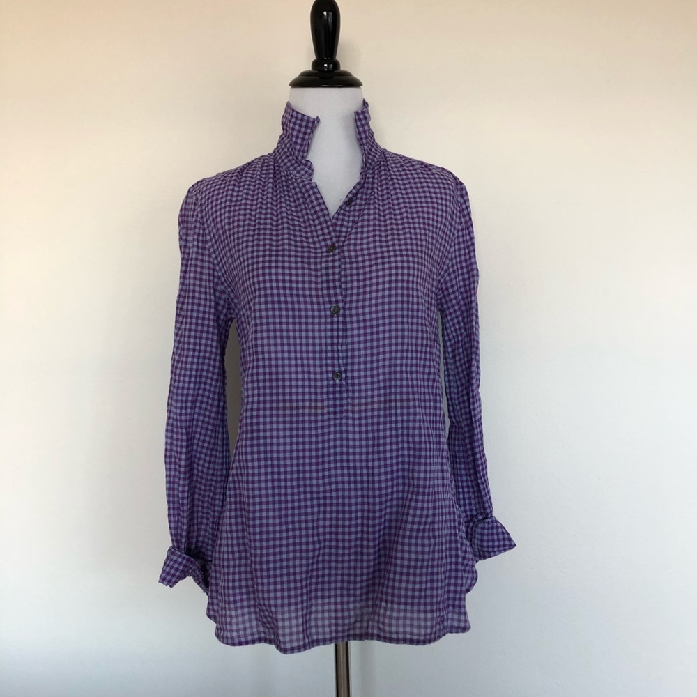 NWOT J. Crew lavender gingham popover - sz 4